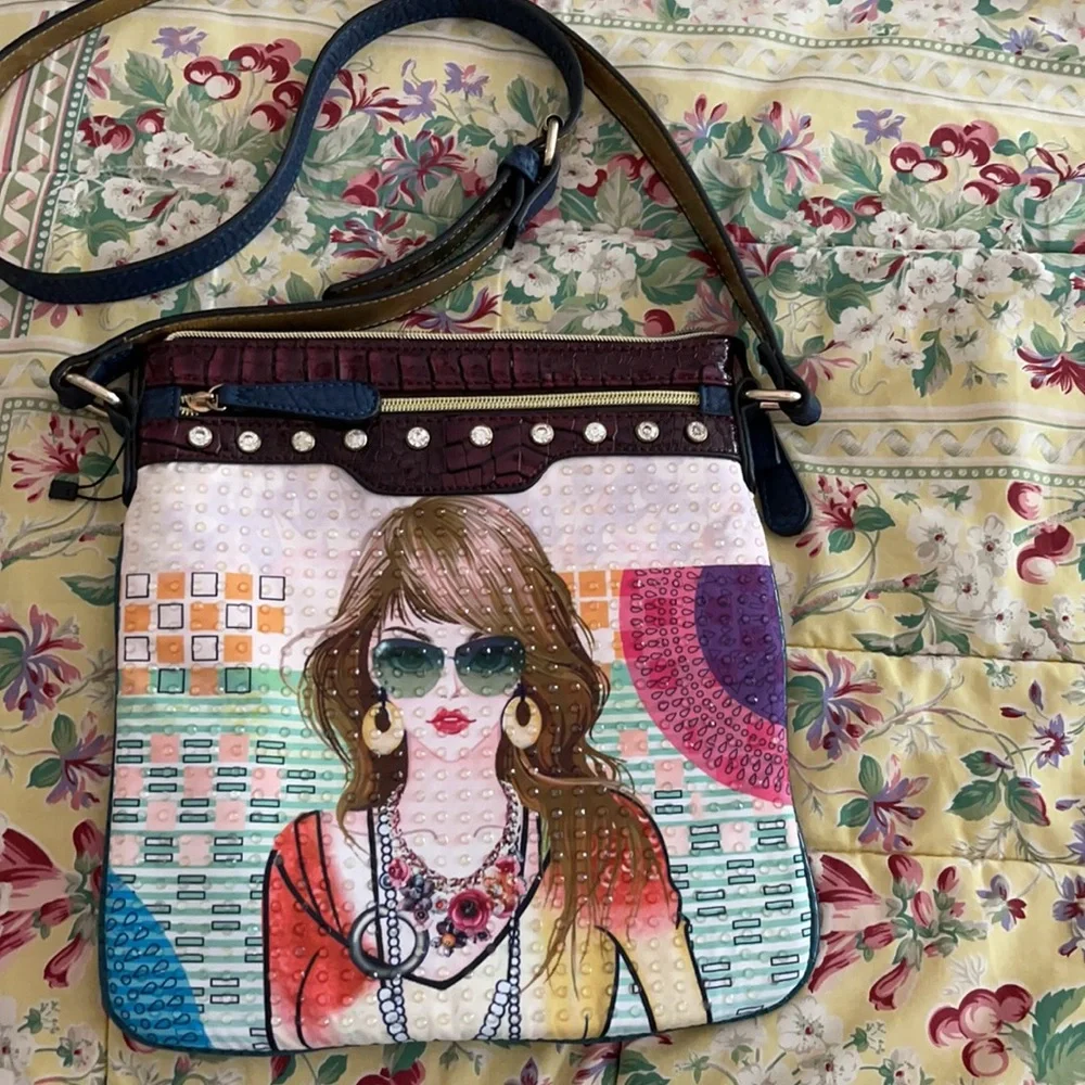 NWOT Vintage 80’s fashion girl image rhinestone shoulder bag
